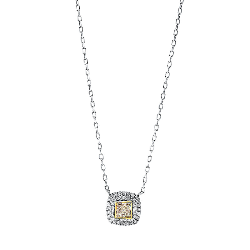 Farbiger Diamant Collier Gelbgold / Weißgold 18kt 0,38ct