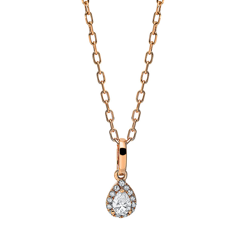 Solitaire mit Besatz Collier Weißgold 18kt 0,14ct
