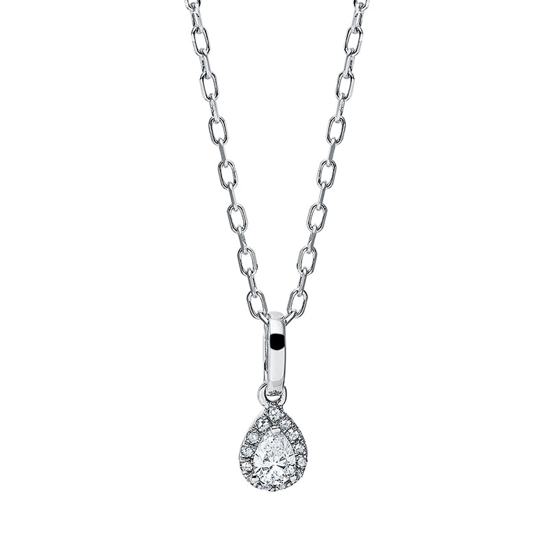 Solitaire mit Besatz Collier Weißgold 18kt 0,14ct