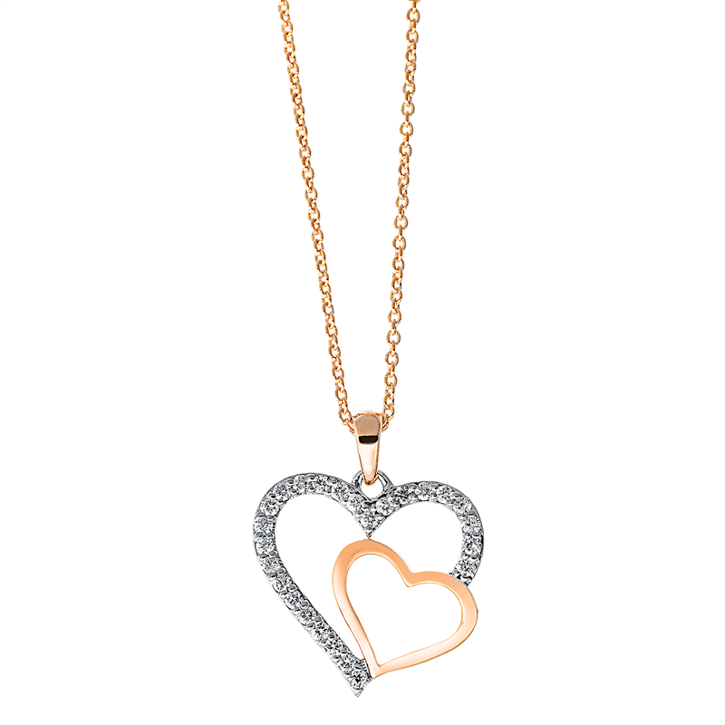 Herz Collier Rotgold 18kt 0,21ct