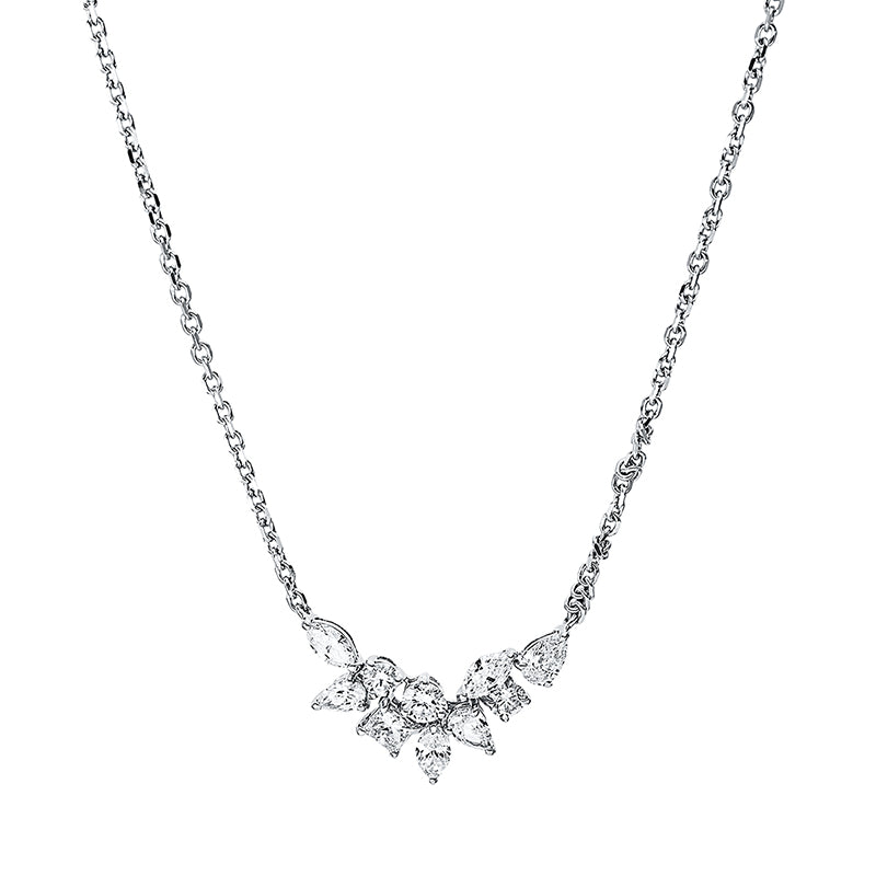 Mehrfachsteinbesatz Collier Weißgold 18kt 0,96ct