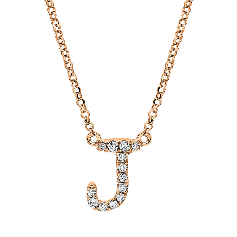 "J" Buchstabe Collier Weißgold 18kt 0,06ct