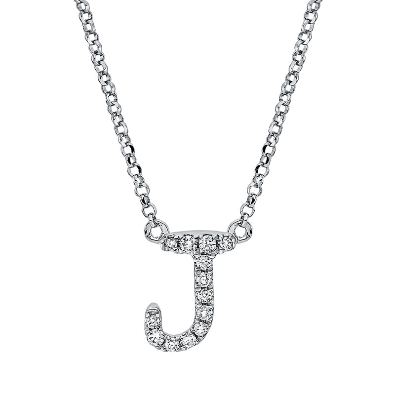 "J" Buchstabe Collier Weißgold 18kt 0,06ct