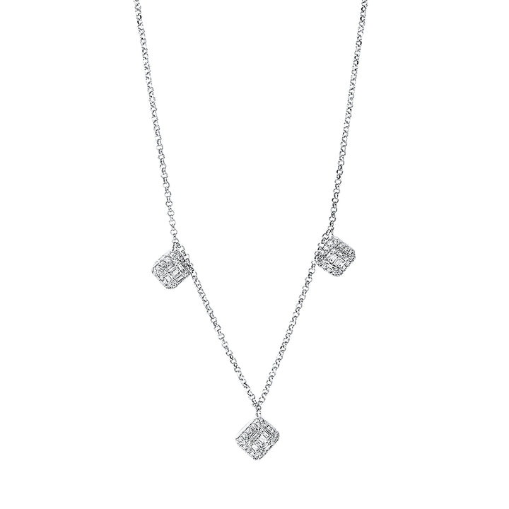 Mehrfachsteinbesatz Collier Weißgold 18kt Ref-4J709