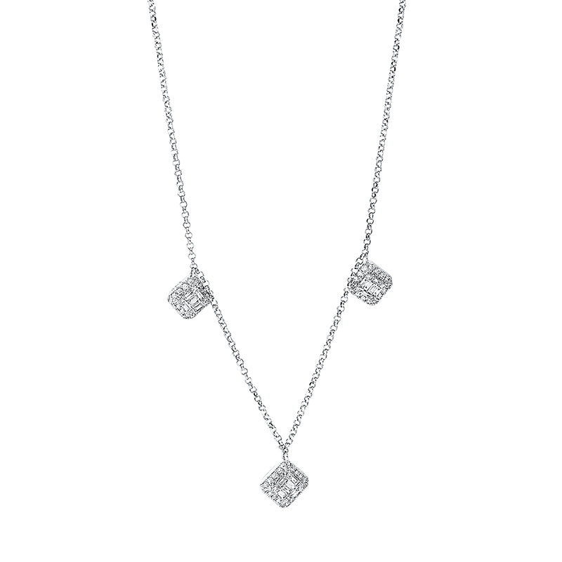 Mehrfachsteinbesatz Collier Weißgold 18kt Ref-4J709