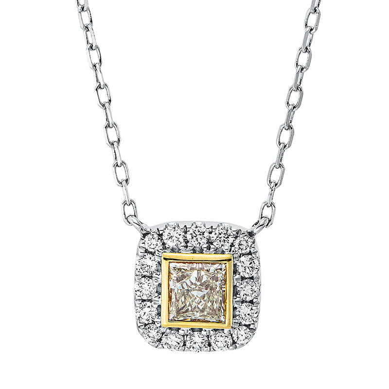 Farbiger Diamant Collier Weißgold / Gelbgold 18kt 0,58ct