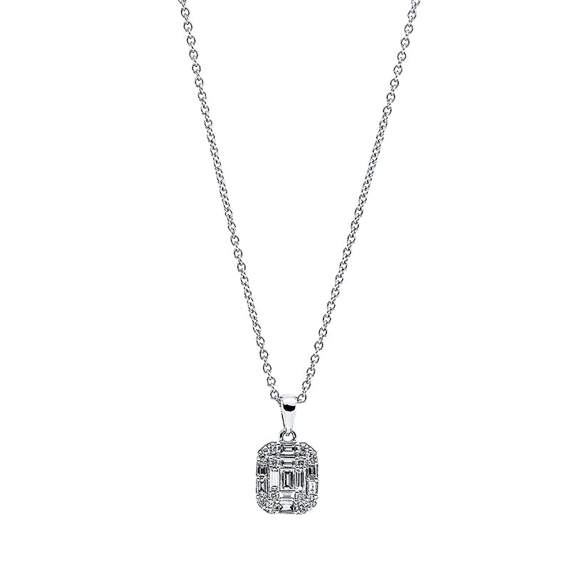 Baguette Illusion Collier Weißgold 18kt 0,37ct