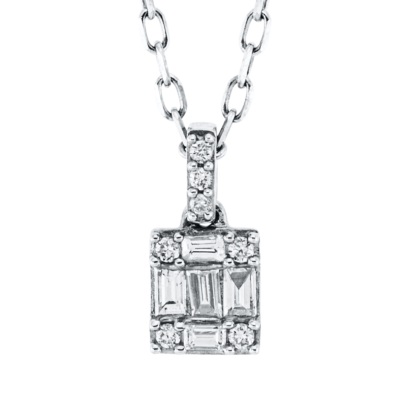 Baguette Illusion Collier Weißgold 18kt 0,09ct