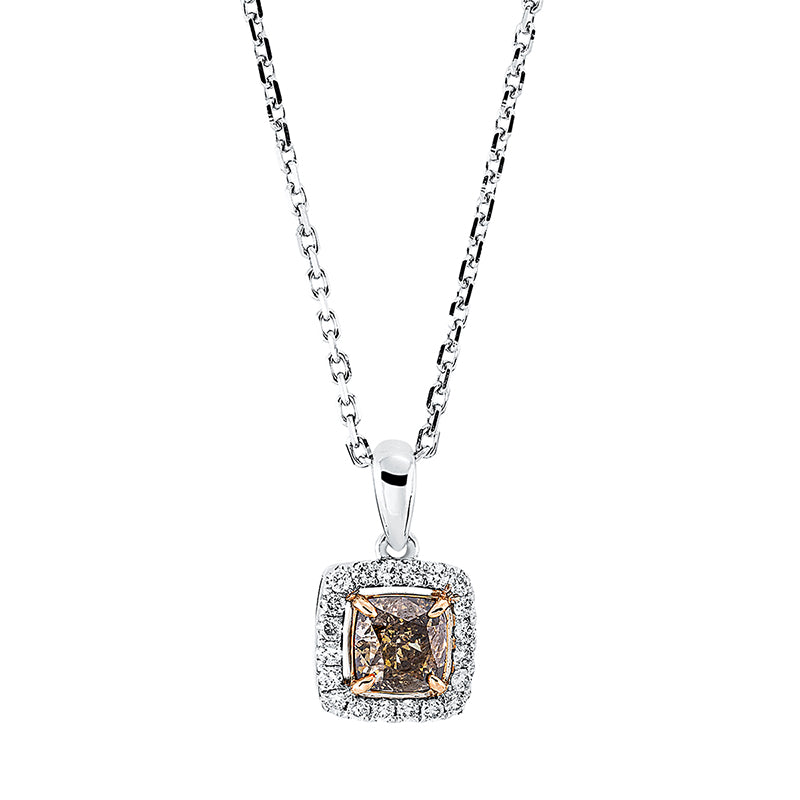 Farbiger Diamant Collier Weißgold / Rotgold 18kt 0,66ct