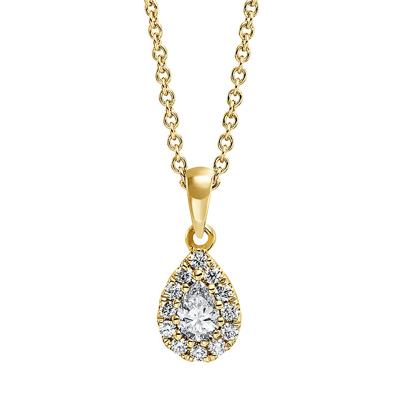 Solitaire mit Besatz Collier Gelbgold 18kt 0,25ct