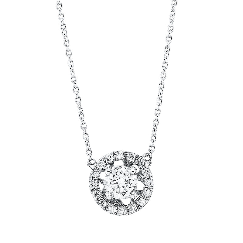 Solitaire mit Besatz Collier Weißgold 14kt 0,29ct