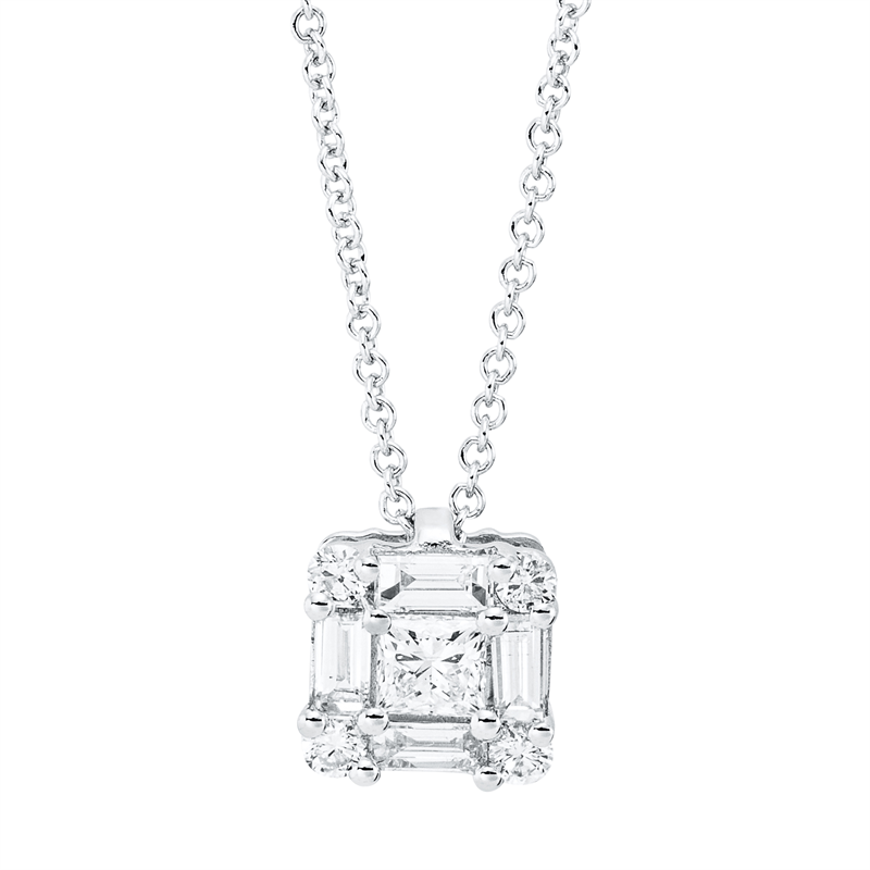 Baguette Illusion Collier Weißgold 18kt Ref-4L938