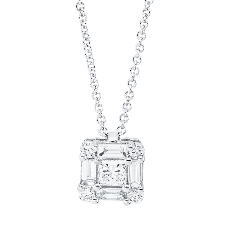 Baguette Illusion Collier Weißgold 18kt Ref-4L938