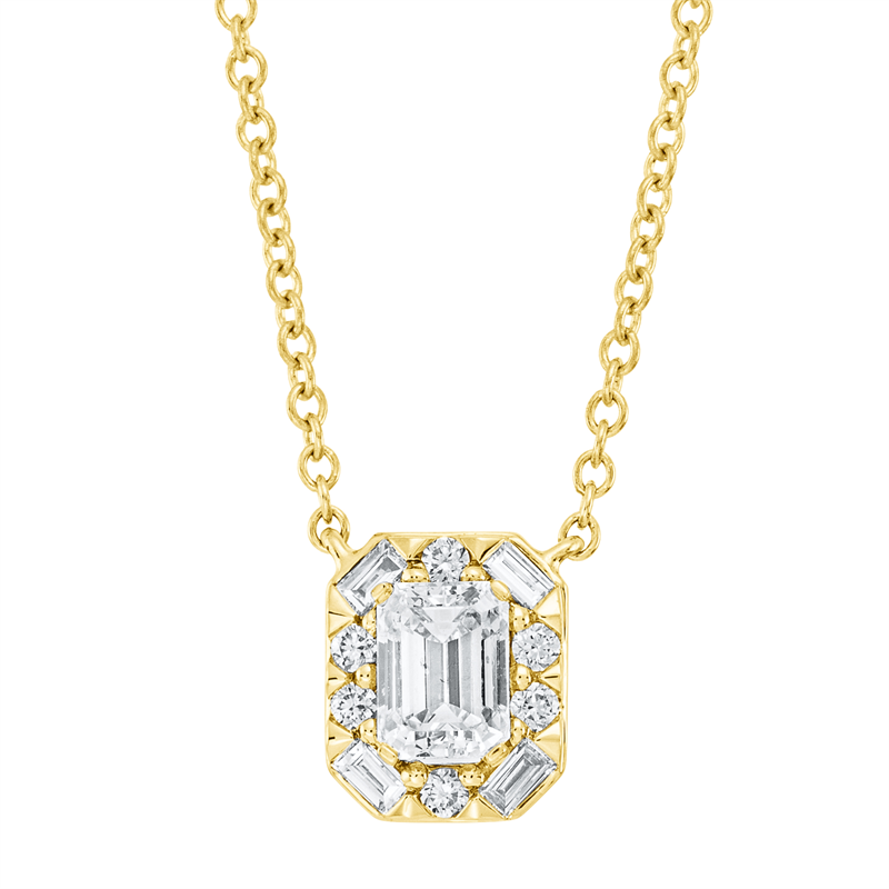 Solitaire mit Besatz Collier Weißgold 18kt 0,54ct