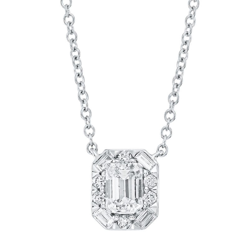Solitaire mit Besatz Collier Weißgold 18kt 0,54ct