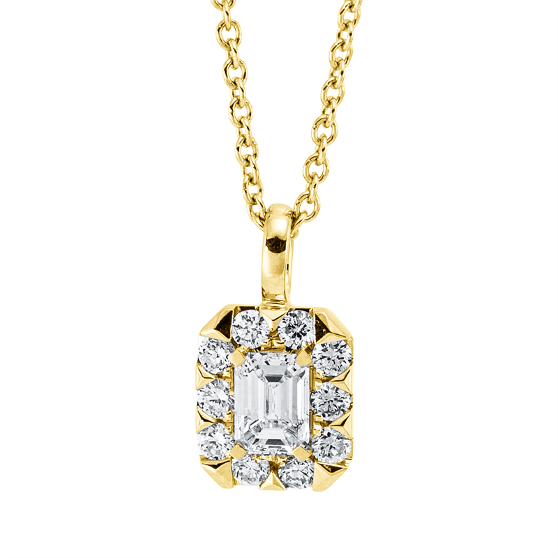 Solitaire mit Besatz Collier Gelbgold 18kt 0,53ct