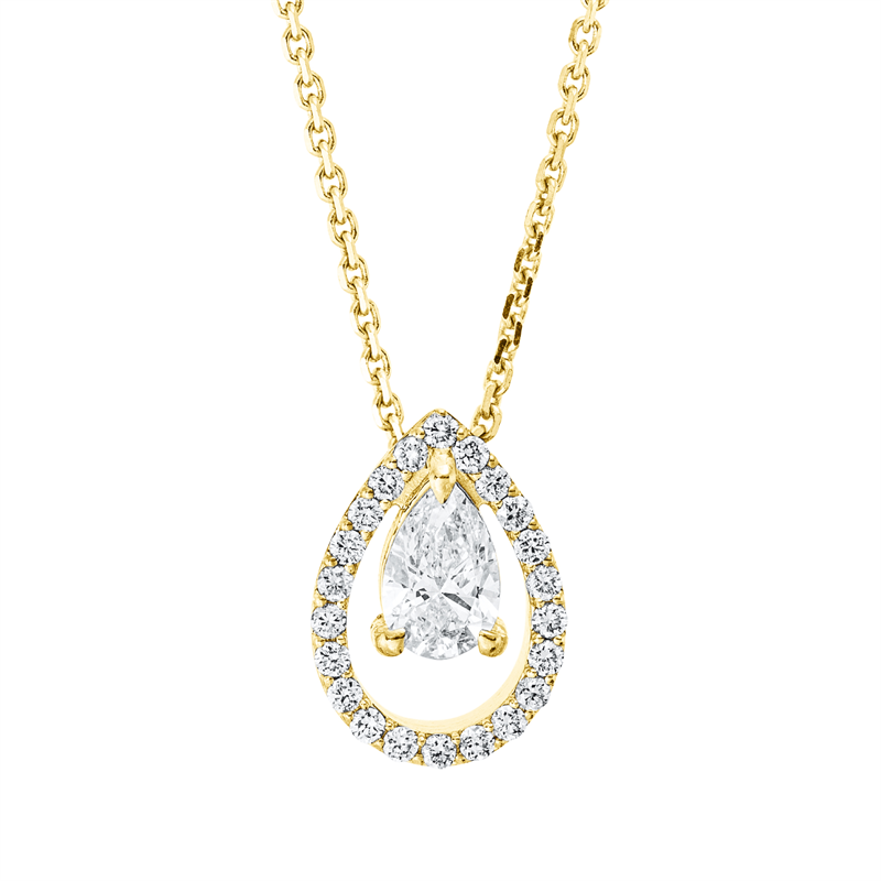 Solitaire mit Besatz Collier Weißgold 18kt 0,46ct