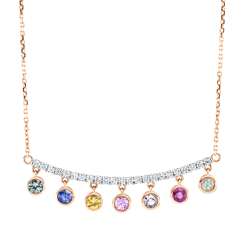 Rainbow & Multicolor Collier Rotgold / Weißgold 18kt 0,35ct