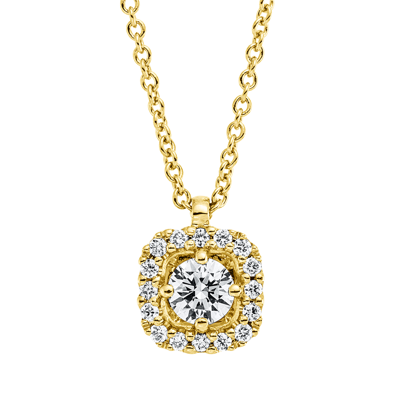 Solitaire mit Besatz Collier Gelbgold 18kt 0,18ct