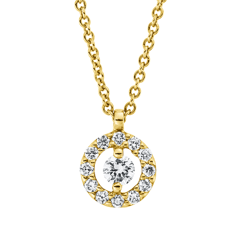 Solitaire mit Besatz Collier Weißgold 18kt 0,14ct