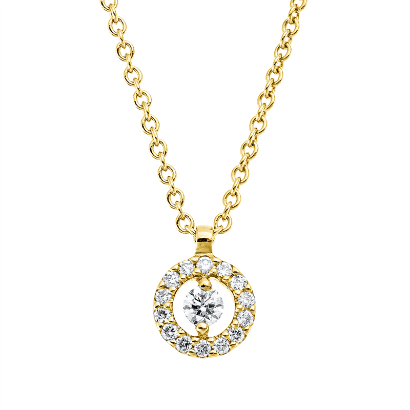 Solitaire mit Besatz Collier Weißgold 18kt 0,08ct
