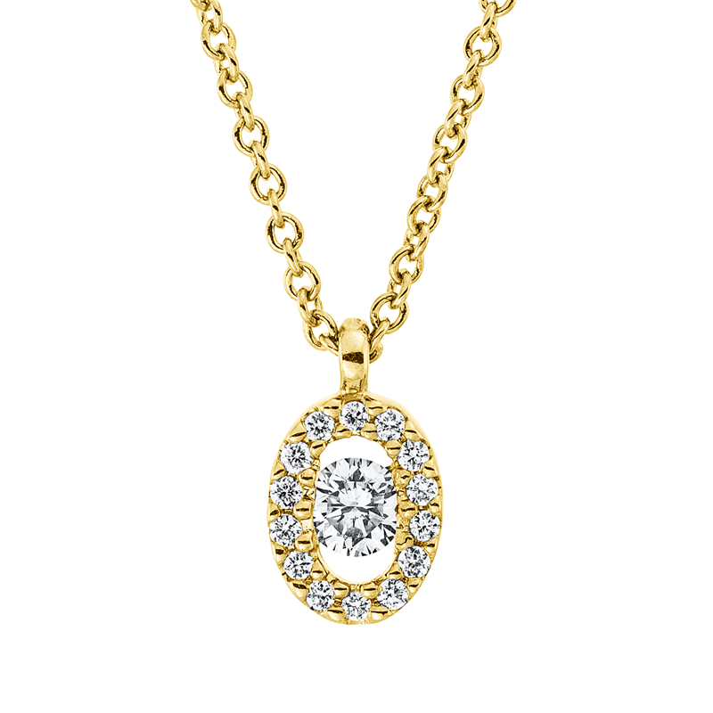 Solitaire mit Besatz Collier 18kt 0,1ct