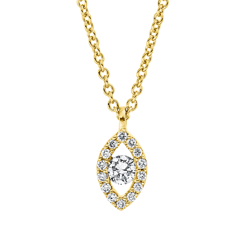 Solitaire mit Besatz Collier Gelbgold 18kt 0,09ct