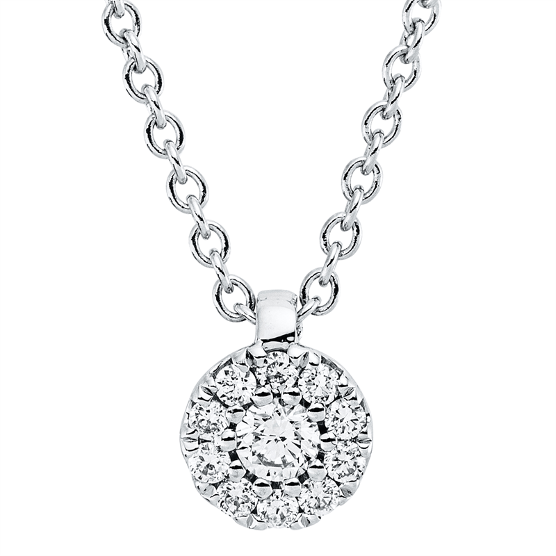 Solitaire mit Besatz Collier Weißgold 18kt 0,13ct