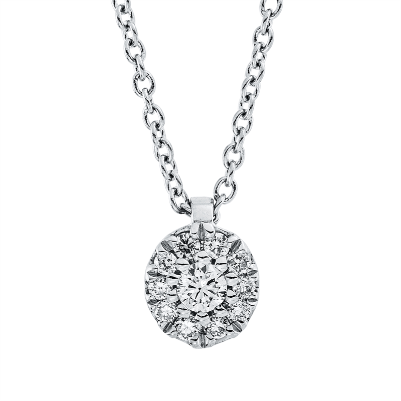 Solitaire mit Besatz Collier Weißgold 18kt 0,13ct