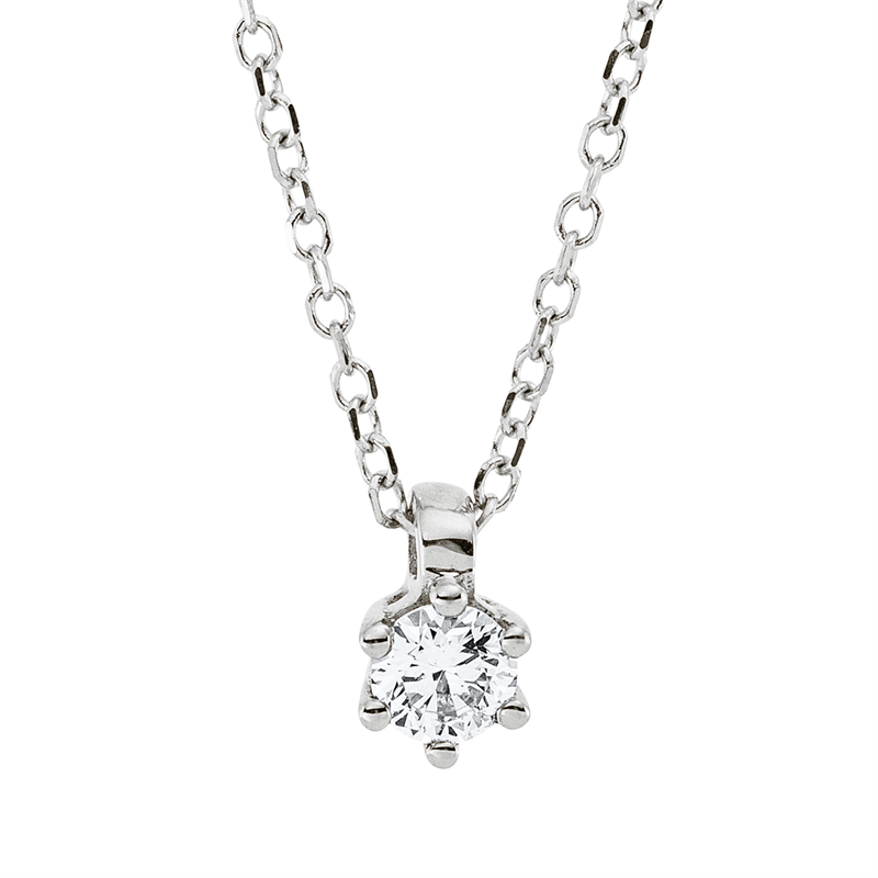 Solitaire Collier Weißgold 18kt 0,14ct