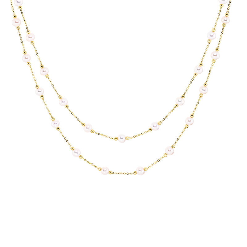 Perle Collier Gelbgold 18kt 0,11ct