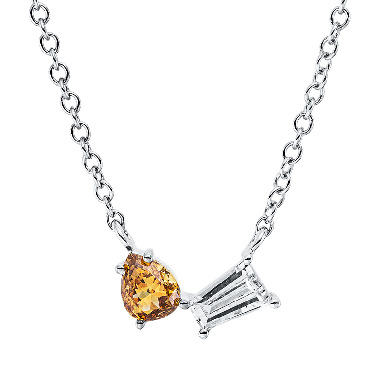 Farbiger Diamant Collier Weißgold / Gelbgold 18kt Ref-4O170