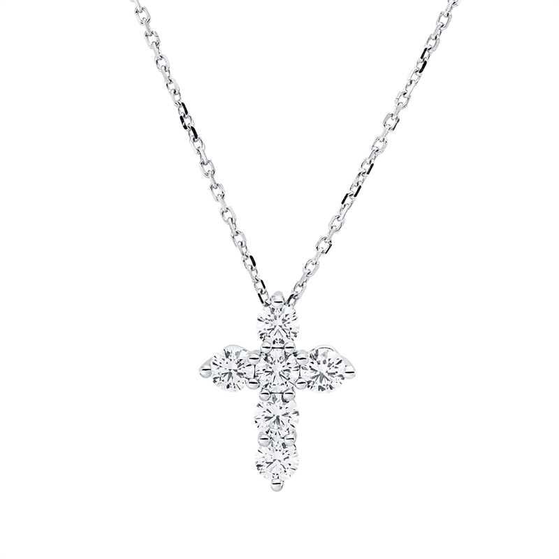 Kreuz Collier Weißgold 18kt 1,04ct