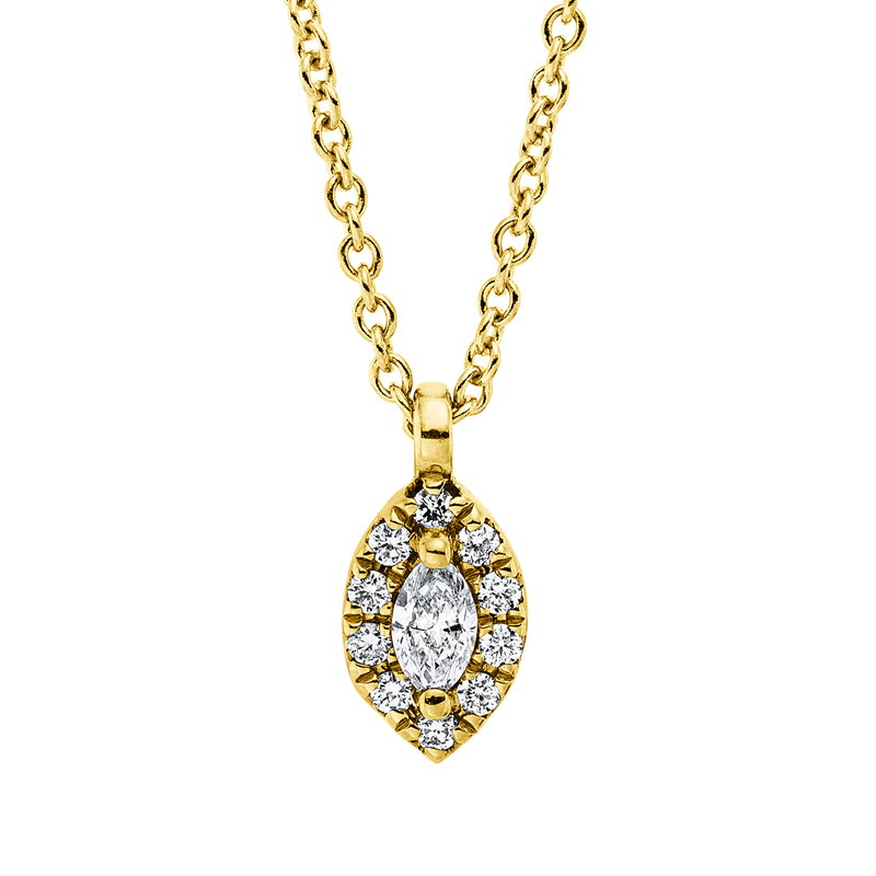 Solitaire mit Besatz Collier Gelbgold 18kt 0,15ct