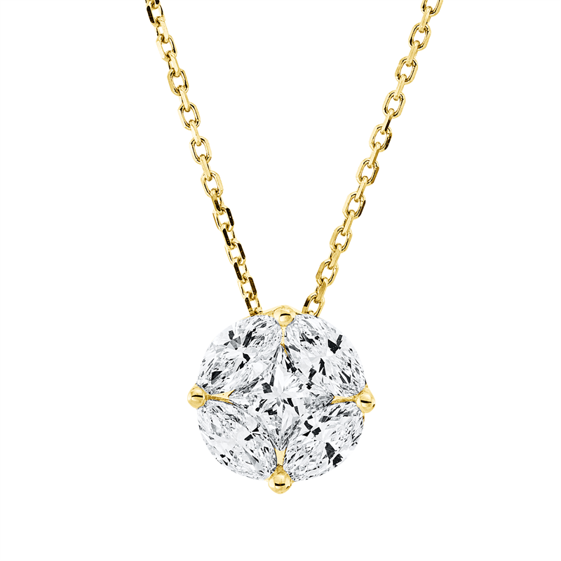 Baguette Illusion Collier Gelbgold 18kt Ref-4O477