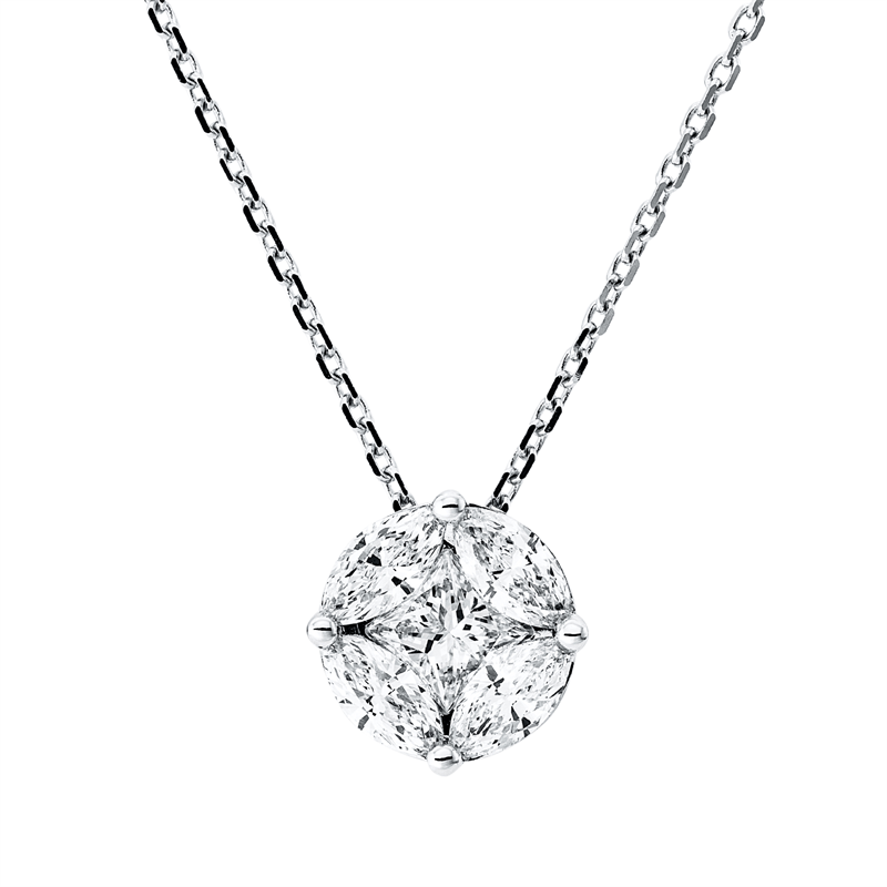 Baguette Illusion Collier Weißgold 18kt 0,86ct
