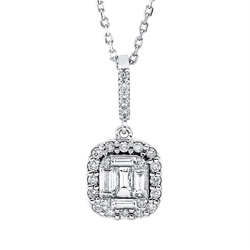 Baguette Illusion Collier Weißgold 14kt 0,65ct