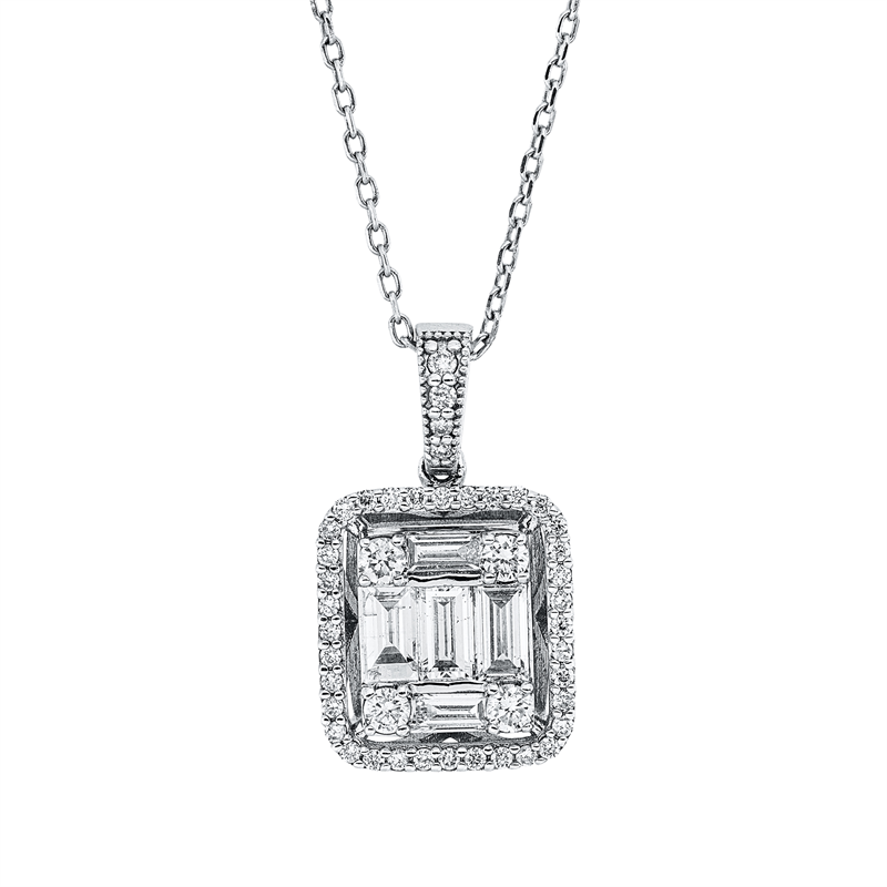 Baguette Illusion Collier Weißgold 14kt 0,92ct