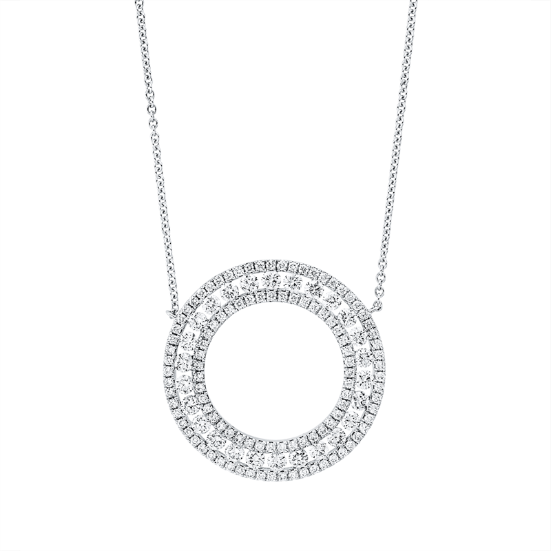 Mehrfachsteinbesatz Collier Weißgold 18kt 1,77ct