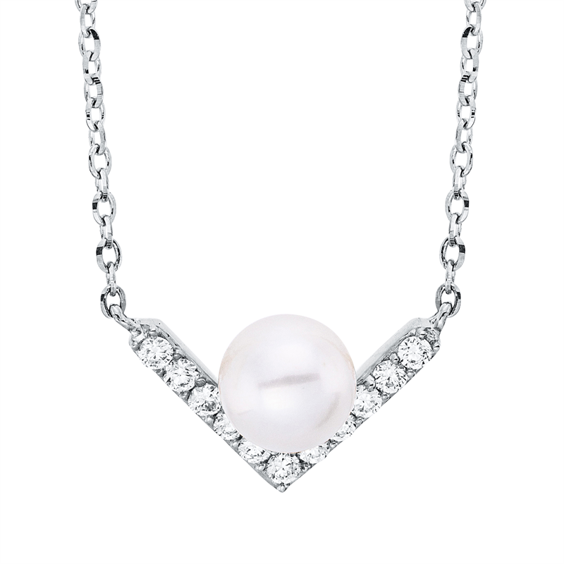 Perle Collier Weißgold 18kt 0,08ct