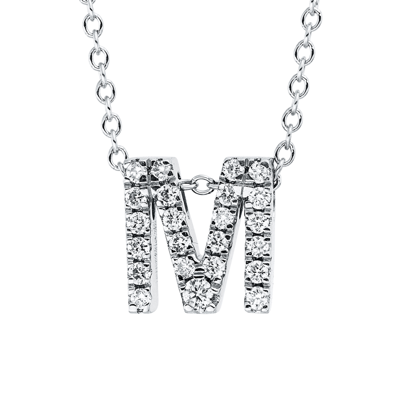 Buchstabe Collier Weißgold 18kt 0,09ct