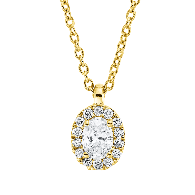 Solitaire mit Besatz Collier Weißgold 18kt 0,21ct