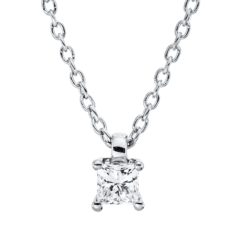 Solitaire Collier Weißgold 18kt 0,1ct