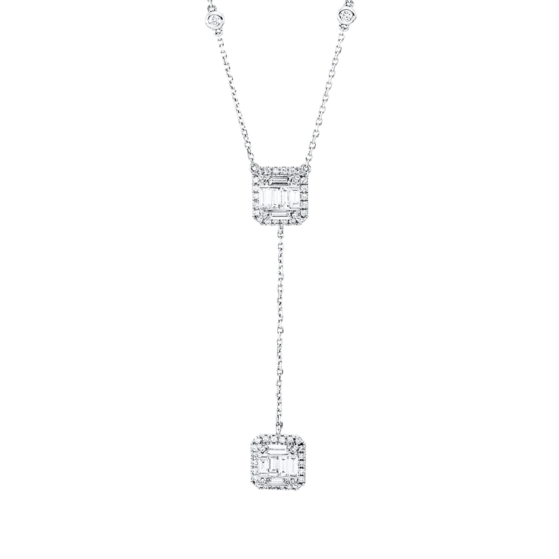 Baguette Illusion Collier Weißgold 18kt 0,92ct