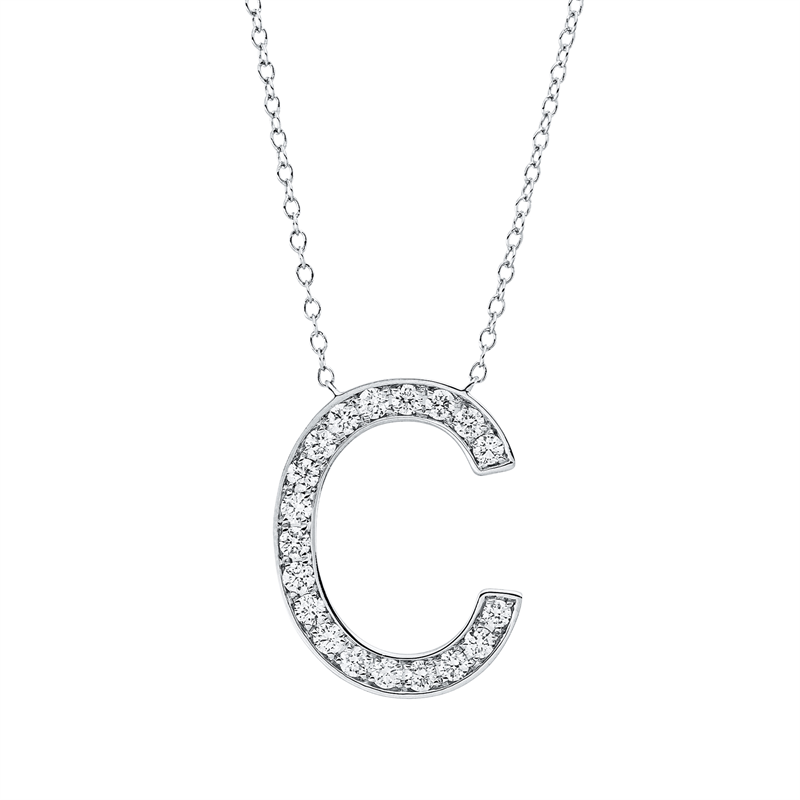 Buchstabe Collier Weißgold 18kt 0,36ct