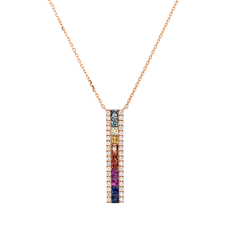 Rainbow & Multicolor Collier Rotgold 18kt 0,14ct