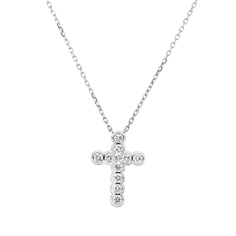 Kreuz Collier Weißgold 18kt 0,35ct