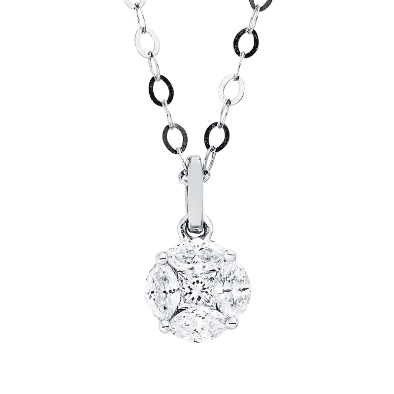 Baguette Illusion Collier Weißgold 18kt 0,22ct