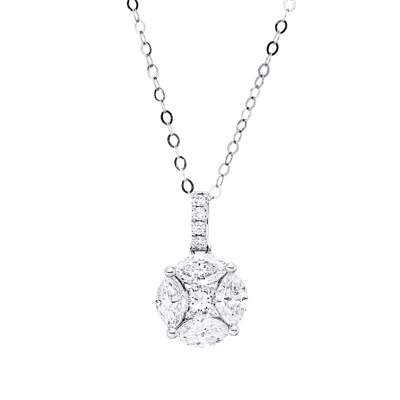 Baguette Illusion Collier Weißgold 18kt 1,21ct