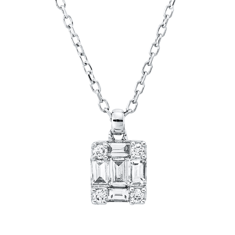 Baguette Illusion Collier Weißgold 18kt 0,23ct